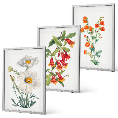 Wall art set Retro floral arrangements