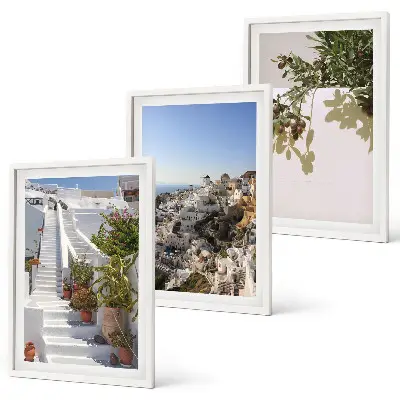 Wall art set featuring a Santorini white stairs view