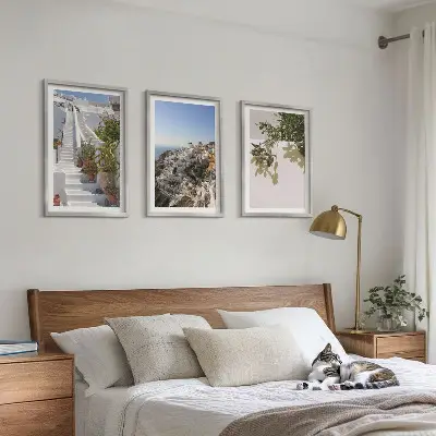 Wall art set featuring a Santorini white stairs view