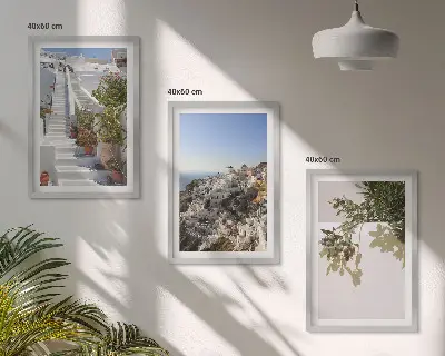 Wall art set featuring a Santorini white stairs view