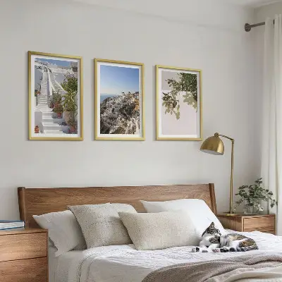 Wall art set featuring a Santorini white stairs view