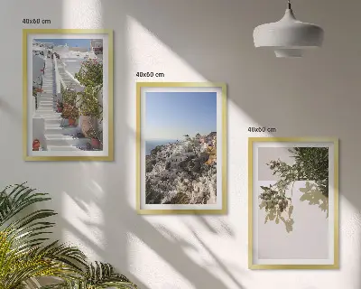 Wall art set featuring a Santorini white stairs view