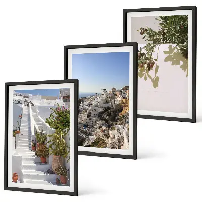 Wall art set featuring a Santorini white stairs view