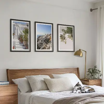 Wall art set featuring a Santorini white stairs view