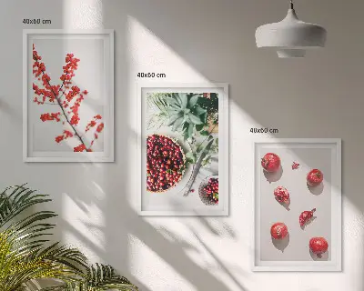 Three-piece wall art set minimalist red fruit print