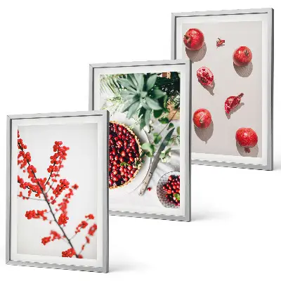 Three-piece wall art set minimalist red fruit print