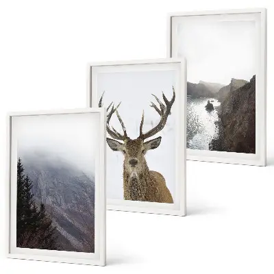 Mountain landscape wall art set of 3 framed pieces