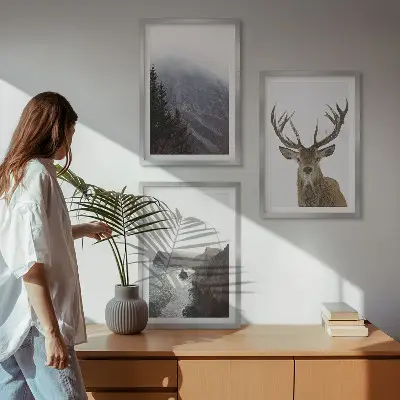 Mountain landscape wall art set of 3 framed pieces
