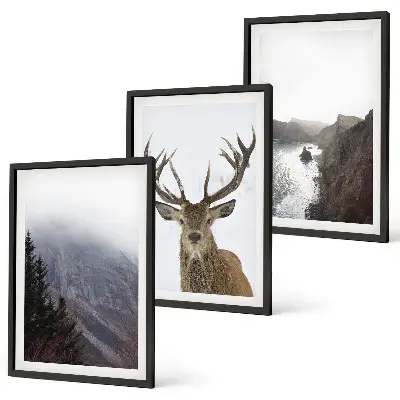 Mountain landscape wall art set of 3 framed pieces