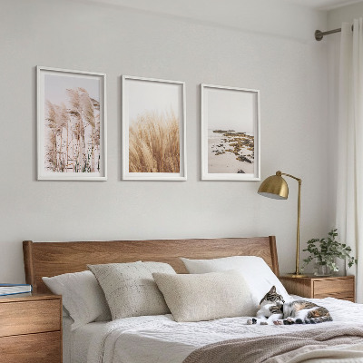 Wall art set Fields of pampas grass and a boho beach