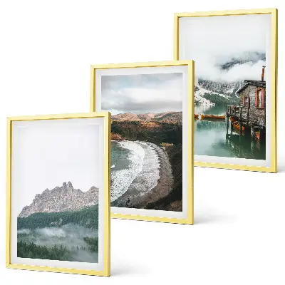 Mountain and beach themed framed wall art set of 3 wooden house pieces