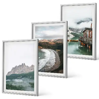 Mountain and beach themed framed wall art set of 3 wooden house pieces