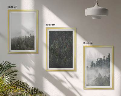 Wall art set Green forests fog nature