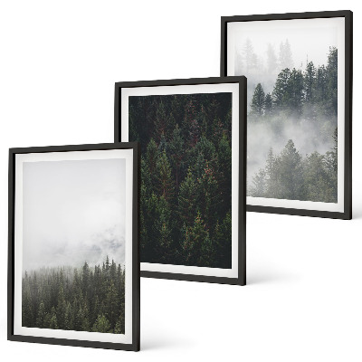 Wall art set Green forests fog nature