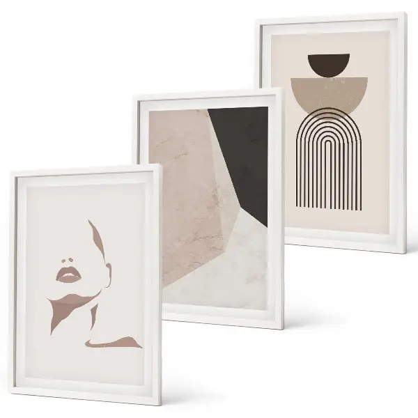 Abstract face shapes wall art three-piece set