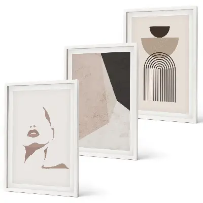 Three-piece wall art piece Abstract face shapes