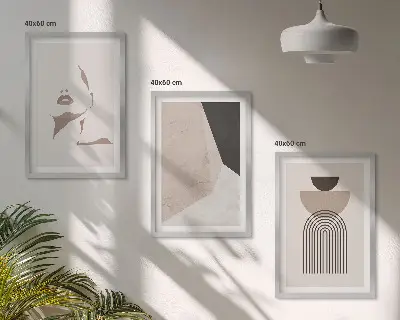 Three-piece wall art piece Abstract face shapes