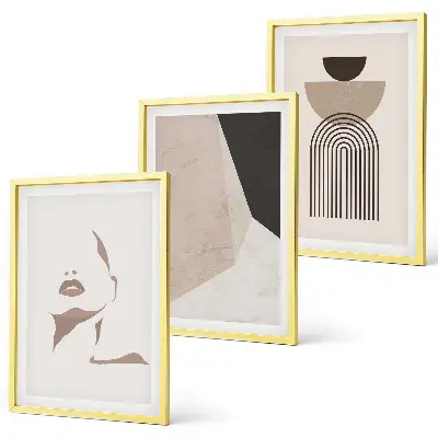 Abstract face shapes wall art three-piece set