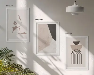Three-piece wall art piece Abstract face shapes