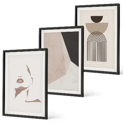 Three-piece wall art piece Abstract face shapes