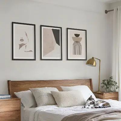 Abstract face shapes wall art three-piece set