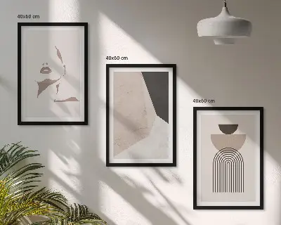 Three-piece wall art piece Abstract face shapes