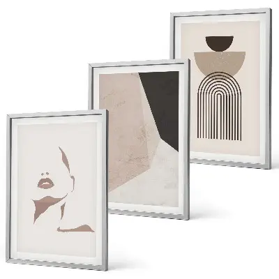 Abstract face shapes wall art three-piece set