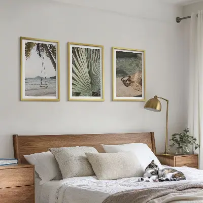 Three-piece beach swing leaf wall art set vacation themed decorative wall decor