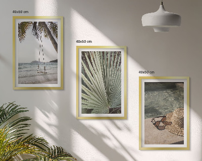 Three-piece wall art piece Beach swing leaf vacation