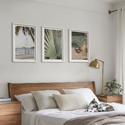 Three-piece wall art piece Beach swing leaf vacation
