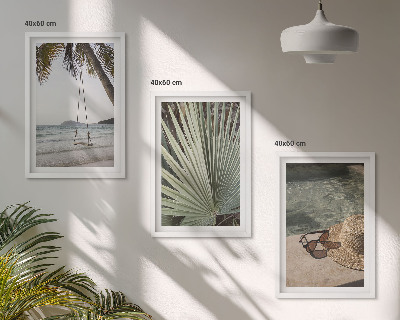Three-piece wall art piece Beach swing leaf vacation