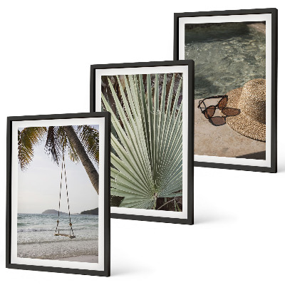 Three-piece wall art piece Beach swing leaf vacation