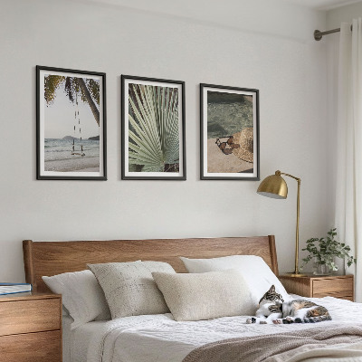 Three-piece wall art piece Beach swing leaf vacation
