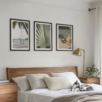 Three-piece beach swing leaf wall art set vacation themed decorative wall decor