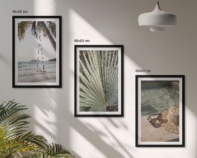 Three-piece wall art piece Beach swing leaf vacation
