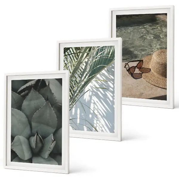Tropical plant wall art set vacation themed decor