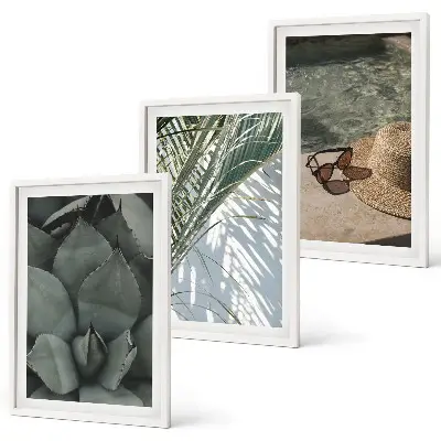 Tropical plant wall art set vacation themed decor