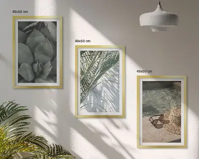 Tropical plant wall art set vacation themed decor
