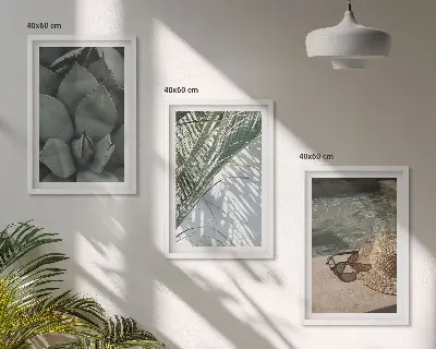 Tropical plant wall art set vacation themed decor