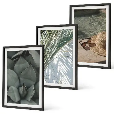 Tropical plant wall art set vacation themed decor