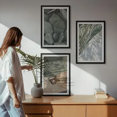Tropical plant wall art set vacation themed decor
