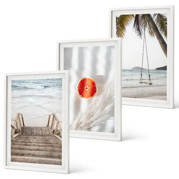 Three-piece beach wooden stairs wall art vacation themed decorative wall decor