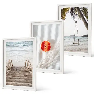 Three-piece beach wooden stairs wall art vacation themed decorative wall decor