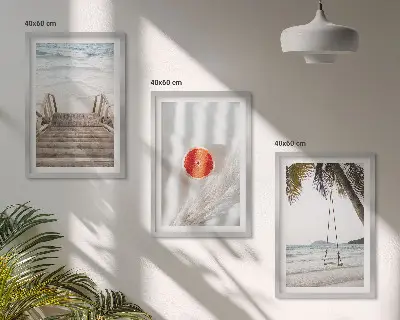 Three-piece beach wooden stairs wall art vacation themed decorative wall decor