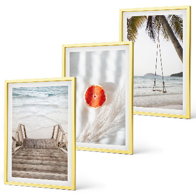 Three-piece wall art piece Beach wooden stairs vacation