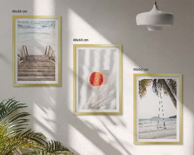 Three-piece wall art piece Beach wooden stairs vacation