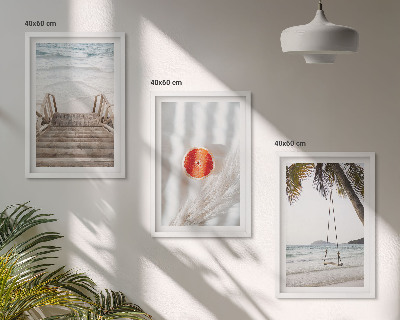 Three-piece wall art piece Beach wooden stairs vacation