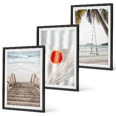 Three-piece beach wooden stairs wall art vacation themed decorative wall decor