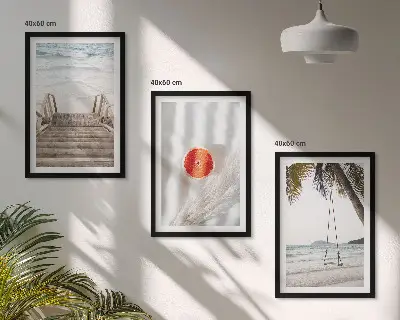 Three-piece beach wooden stairs wall art vacation themed decorative wall decor