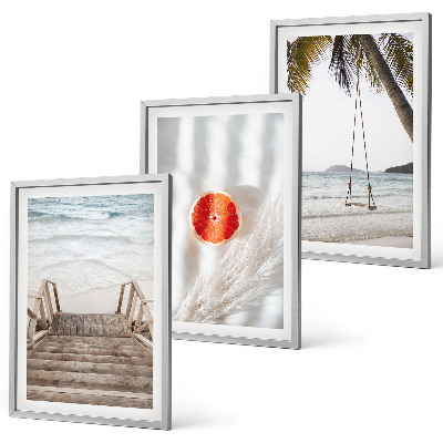 Three-piece wall art piece Beach wooden stairs vacation